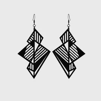 Серьги в европейском и американском стиле с преувеличенной геометрией космоса чёрный