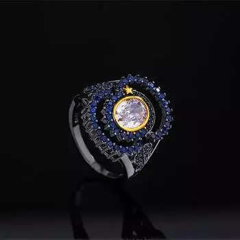 Серьги в европейском и американском стиле, дизайнерские украшения, новое стильное кольцо с камнем No. 6