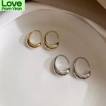 Серьги в форме буквы C из стерлингового серебра 925 пробы для женщин, модные французские позолоченные серьги, ювелирные изделия, свадебные подарки S -E1370