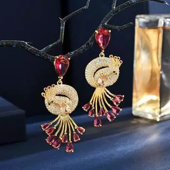 Серьги в форме капли воды Феникс, слегка инкрустированные цирконием, легкие, роскошные, элегантные, высокого класса серьги золотой