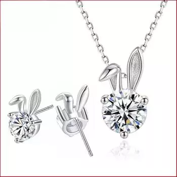 Серьги в форме кролика, комплект ожерелий, модный дизайн, милый комплект с кроликом, женские украшения