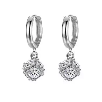 Серьги в форме кубика Рубика из стерлингового серебра 925 пробы, корейские модные женские кубические серьги, персонализированные серьги-клипсы earrings белый