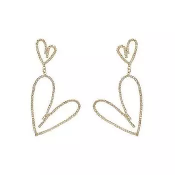 Серьги в форме сердца для пожилых людей с бриллиантами Love Design золотистый