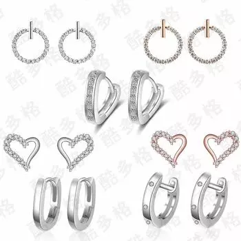 Серьги в форме сердца из белой меди S925 V-образной формы, женские серьги в корейском стиле, женские/мужские, легкие, роскошные серьги высокого класса, универсальные