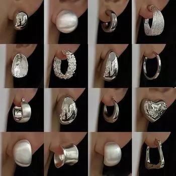 Серьги в форме сердца из серебряных геометрических бусин, серьги с индивидуальностью, стильные серьги