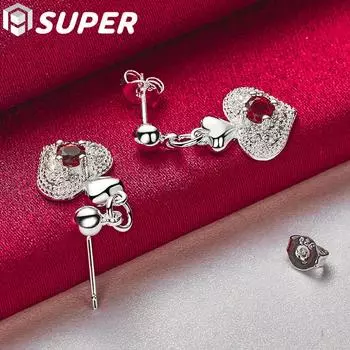 Серьги в форме сердца из стерлингового серебра 925 пробы с цирконом AAA, модные ювелирные изделия