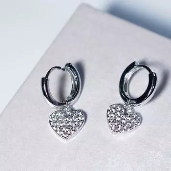 Серьги в форме сердца с цирконием, платиновые модные украшения, серьги в форме сердца с фианитом для женщин платиновый