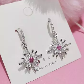 Серьги в китайском стиле Ins Dongdaemen Frigid Wind Ear Buckle Flowers Diamond Niche Earrings