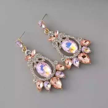 Серьги в китайском стиле, роскошные ретро-модные длинные серьги, преувеличенные свадебные серьги-гвоздики со стразами и драгоценными камнями фиолетовый