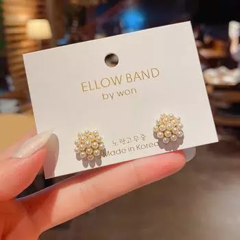 Серьги в корейском стиле из серебра 925 пробы со звездчатым жемчугом — модный дизайн в стиле фей E2509 золотой