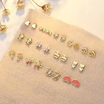 «Серьги в корейском стиле с красными звездами и луной, с китайским узлом, серебряная игла S925»