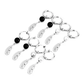 Серьги в национальном стиле, богемный ретро-темперамент, серьги-кисточки из нержавеющей стали, нейтральные и универсальные светоотражающие бусины, аксессуары в виде перьев