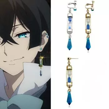 Серьги в стиле аниме Vanitas. Пример Vanitas No Karte. Реквизит. Серьги в виде песочных часов. Каффы для ушей. Украшения для косплея. Серьги-гвоздики. Подарки.