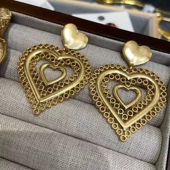 Серьги в стиле барокко «любовь» из медного покрытия из настоящего золота, простые золотые серьги «любовь»