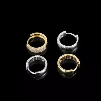 Серьги в стиле хип-хоп, кольцо, квадратные серьги, хипстерский индивидуальный микро-набор, три ряда серег, ювелирные изделия. 1pcs