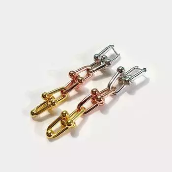 Серьги в стиле хип-хоп, панк, длинные, бессловесные, из шести секций, в цвете, с U-образной бамбуковой цепочкой