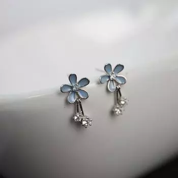 Серьги в стиле «Лесная маргаритка» серо-голубые милые серьги-кисточки женские серьги в корейском стиле