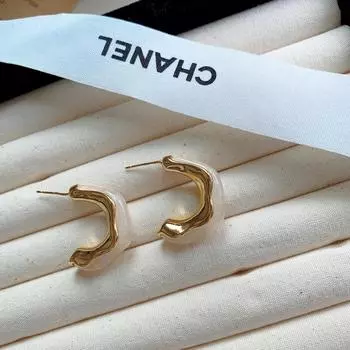 Серьги в стиле Майяр, ретро, янтарные, серьги C-образной формы, женские серьги-пусеты, темпераментные, на все сезоны