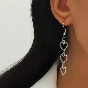 Серьги в стиле панк-арт, серьги в форме сердца в готическом стиле Dark Wind, металлические серьги в стиле стрит-рок.