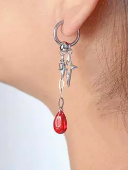 Серьги в стиле панк-звезда, женская мода, Polaris, альтернатива, готика, красная звезда, пентаграмма, кулон, крючки для ушей, ювелирные аксессуары, подарок чёрный