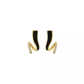 Серьги в стиле ретро Гонконг, черная текстура, повседневные, для поездок на работу, универсальный, стиль темперамента, холодный стиль, новый стиль