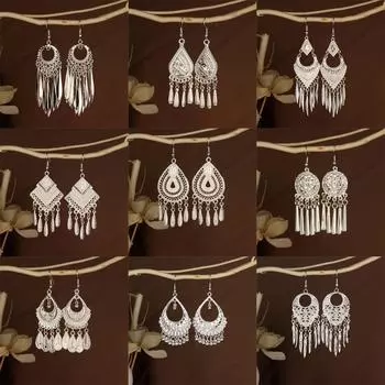 Серьги в стиле ретро Мяо, туристические достопримечательности, цветочные серьги с длинной бахромой оптом