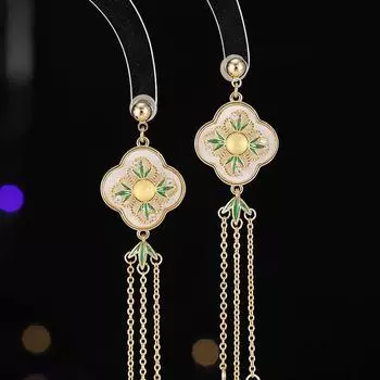 Серьги в стиле ретро, новые высококачественные серьги в китайском стиле с бахромой в виде длинных счастливых трав, показывающие лицо, и тонкие серьги золотой