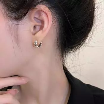 Серьги в стиле ретро «Пшеница» Маленькие серьги в классном стиле Серьги-перевертыши Нишевый дизайн