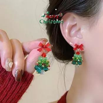 Серьги в стиле ретро-рождества, стильные серьги-подвески в виде рождественской елки, женские украшения