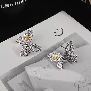 Серьги в стиле ретро с бабочками и травой для женщин, серьги в стиле нишевого дизайна для Нового года