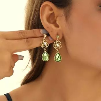 Серьги в стиле ретро с цветами, сердечками и бриллиантами, модный дизайн, подвеска в виде капли кристалла, женские серьги