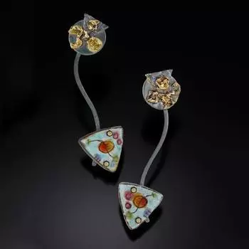 Серьги в стиле ретро с геометрической живописью и граффити, богемный стиль, древние металлические треугольные эмалированные серьги, женские серьги синий