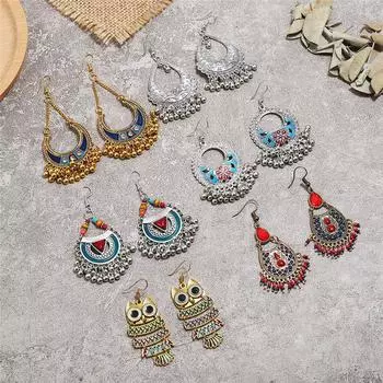 Серьги в стиле ретро с индивидуальностью и темпераментом, женские длинные цветные серьги с кисточками, серьги в богемном этническом стиле в подарок