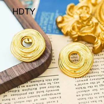 Серьги в стиле ретро с индивидуальным круглым нерегулярным спиральным узором, полые, из титана и стали, 18-каратное золото золотой