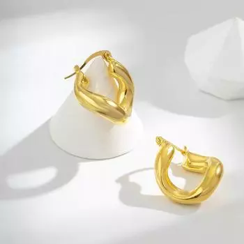 Серьги в стиле ретро с нерегулярным геометрическим дизайном для женщин, осенне-зимние, простые, холодные, нишевые, персонализированные серьги золотой