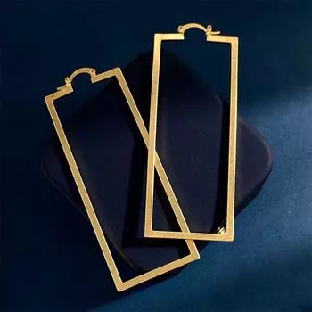 Серьги в стиле ретро с полыми прямоугольными оправами, преувеличенные серьги в стиле подиума, геометрические минималистичные серьги с плавным изгибом