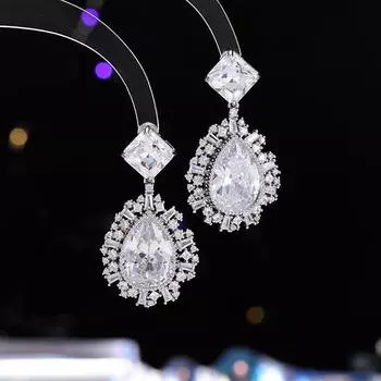 Серьги в стиле ретро с преувеличенными каплями воды и микро-инкрустацией циркония, супер-вспышка кристалла, платье, банкетные аксессуары для женщин