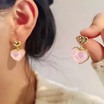 Серьги в стиле ретро с розовой рябью воды, женские серьги, серьги Niche Design Sense 925