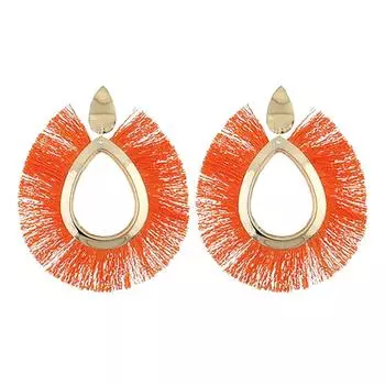 Серьги в стиле ретро с веерообразными кисточками One Size оранжевый