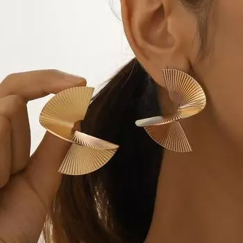 Серьги в стиле ретро с закрученной спиралью золотисто-серебряного цвета для женщин, вечерние, свадебные, темпераментные, геометрические, ювелирные изделия, металлические серьги