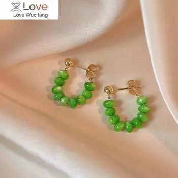Серьги в стиле ретро с зеленым опалом класса люкс для женщин, нишевый дизайн, высококачественные висячие серьги, корейские элегантные модные украшения