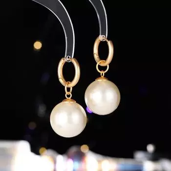 Серьги в стиле ретро с жемчугом, женские, 18-каратное покрытие, настоящее золото, застежки, преувеличенные, простые, легкие, роскошные серьги золотой