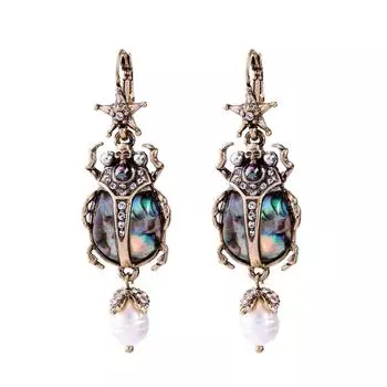 Серьги в стиле ретро с жемчужным жуком, женские серьги с диким жемчугом золотистый