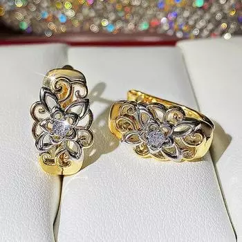 Серьги в стиле ретро в этническом стиле, изысканные цветные пряжки для ушей с ажурным узором, модные серьги