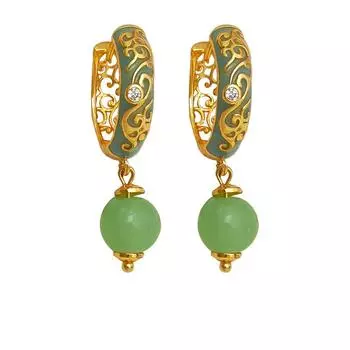 Серьги в стиле ретро в национальном стиле с благоприятным дизайном в виде облаков Серьги в стиле дворца Ниши T2629