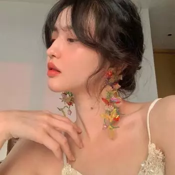 Серьги в стиле ретро в стиле барокко, серьги с кисточками, тканые длинные серьги ручной работы из бисера, серьги в стиле дворцовой живописи маслом 1