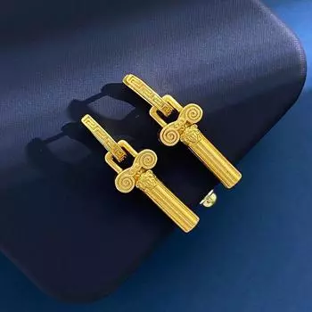 Серьги в стиле уличного панка, в древнегреческом стиле, с узором в форме спины, трехмерной колонной, украшение для ушей в виде Медузы, в парном стиле. золотой