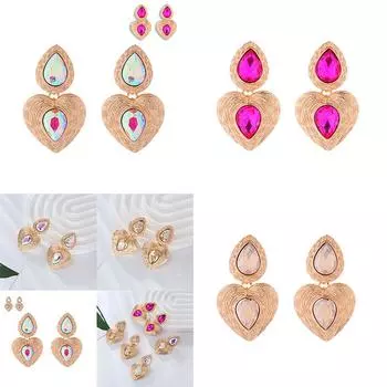 Серьги в стиле золотого французского ретро с любовью, средневековые многослойные металлические нестандартные модные преувеличенные серьги 4.7*2.8cm розы красного