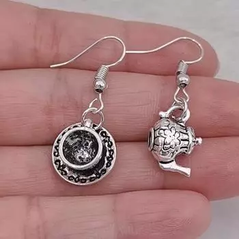 Серьги в виде чашки чая, чайник, странное чаепитие, очаровательные винтажные забавные серьги