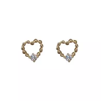 Серьги в виде французских милых бобов Love, японские и корейские мини-серьги в виде персиковых сердечек с маленькими бриллиантами, которые не нужно снимать во время сна